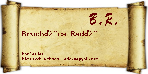 Bruchács Radó névjegykártya